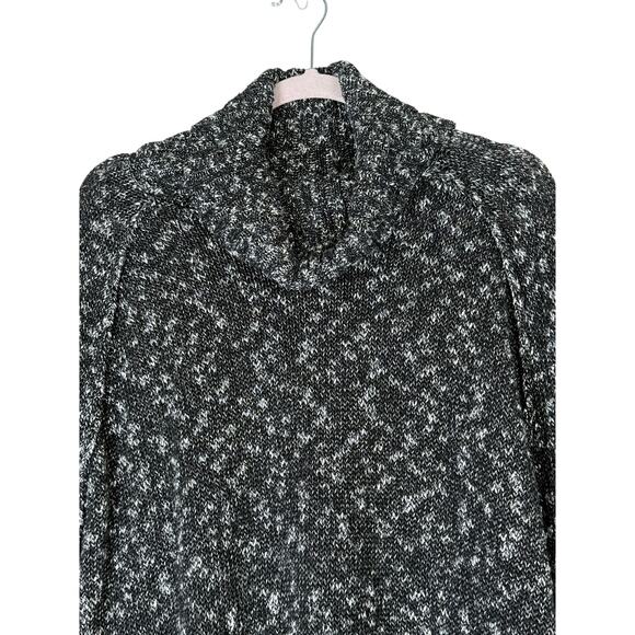 Lucky Brand Black & White Heather Knit Turtleneck Long Sleeve Sweater Top Size L - Picture 3 of 9